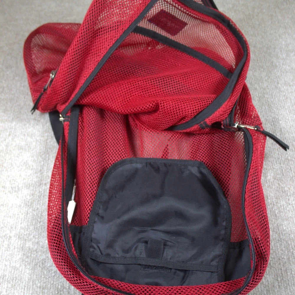 JanSport Mesh Backpack Red School Bag See Through Daypack JS00T69G